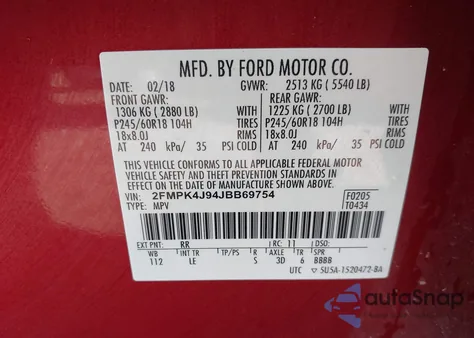 2018 Ford Edge Sel из США, поврежденный, VIN 2FMPK4J94JBB69754